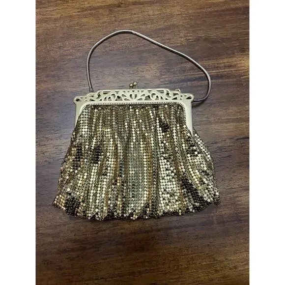 Vintage Whiting & Davis Vintage Art Deco Gold Mesh Evening Bag Purse #2898 - Picture 1 of 5